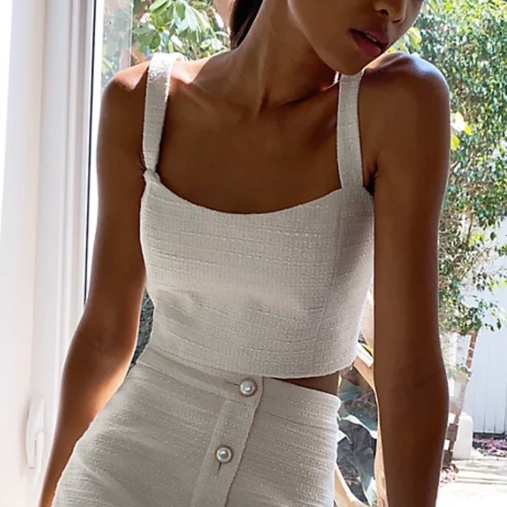 Aritzia Babaton Times Tweed Crop Bustier Top